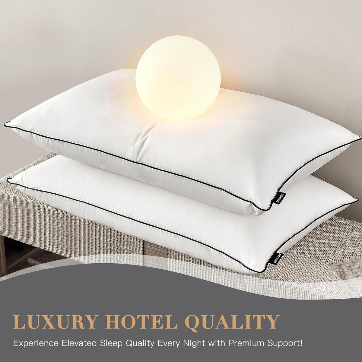 Dluxe Ave. (KING) DOWNSTORIA Feather Down Pillow, Luxury Hotel Collection, 1 Pack,{SOFT/ FLUFFY} 20x36 in.