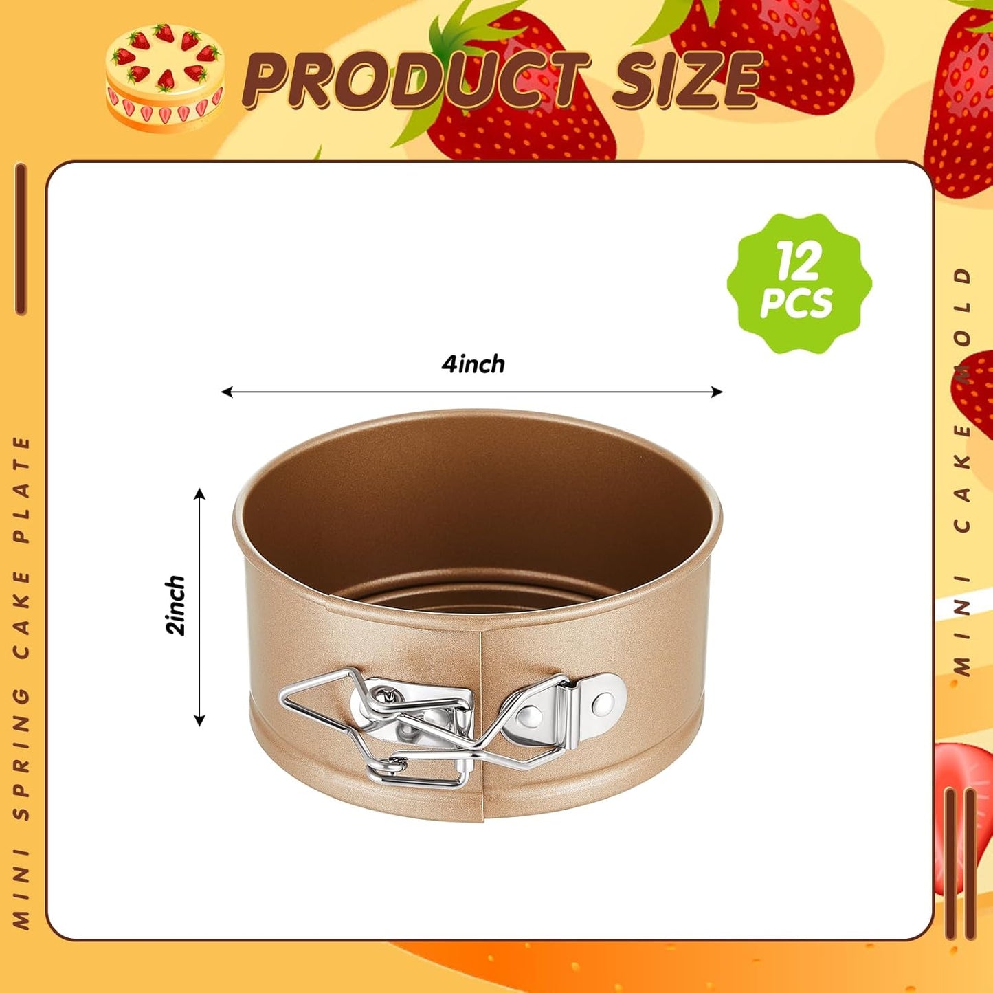 Dluxe Aved. 12 Pcs 4 Inch Mini Springform Pan/ (Gold)