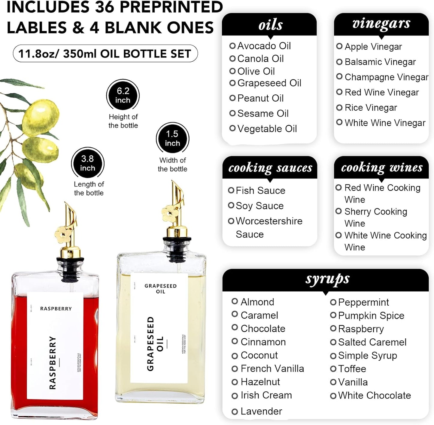 Dluxe Ave. Olive Oil Glass Dispenser Bottle