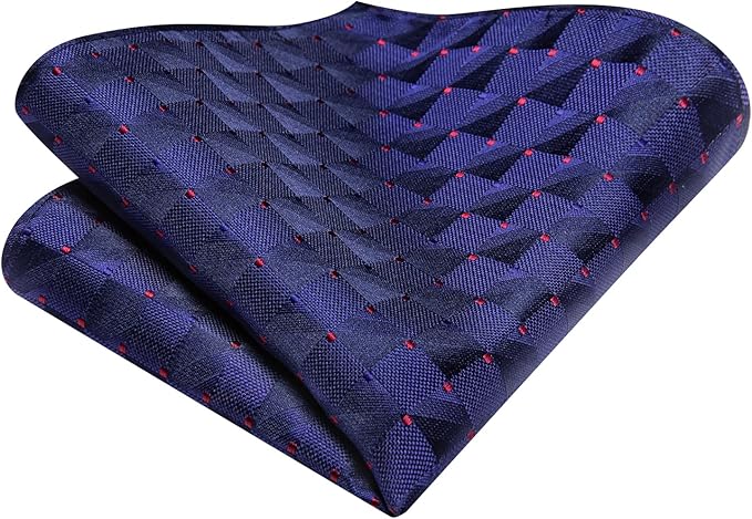 Dluxe Ave. Mens Ties Set Silk Ties for Men 4PCS Neck Tie & Pocket Square Flower Lapel Pin Cufflinks Set Black Red Green Tie Royal Blue