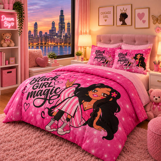 Dluxe Ave. (TWIN) 3 Pcs Comforter and Bedding Set/ Pink