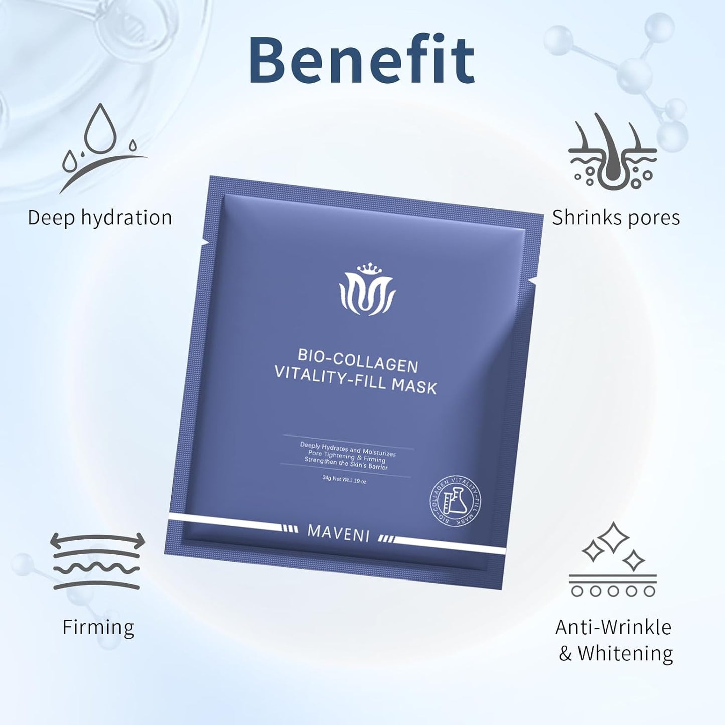 Dluxe Ave. MAVENI Bio-Collagen Face Masks Real Deep Collagen Mask Vitality Korean Skin Care