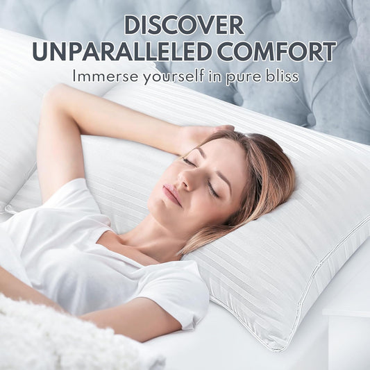 Dluxe Ave. ( QUEEN ) Bed Pillows Set of 2, { FLUFFY SOFT } Premium Down, Luxury Hotel Quality