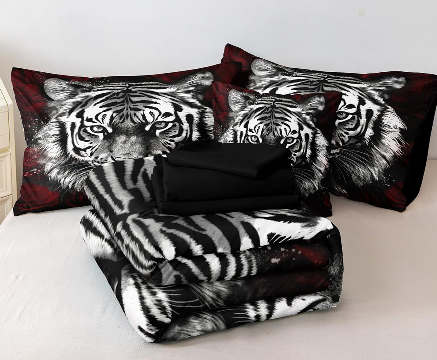 Dluxe Ave. ( KING ) 7 Pcs. Comforter Set, Tiger