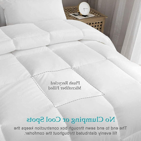 Dluxe Ave. ( QUEEN ) 100% Cotton Down Alternative Comforter/ Oversized for All Season/ White