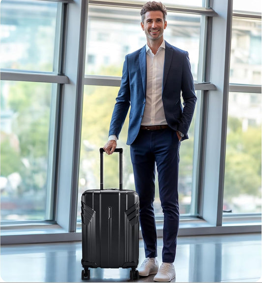 Dluxe Ave. 3 Piece Set Suitcase Expandable Carry on Luggage/TSA Lock/ Spinner Wheels (Black)