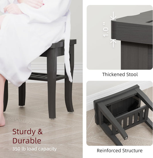 Dluxe Ave. Bamboo Shower Bench Spa/ Small Shower/ Black