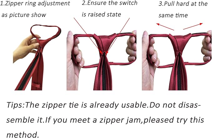 Dluxe Ave. Zipper Tie for Men/ 6PCS Adjustable Formal Silk Necktie Mixed