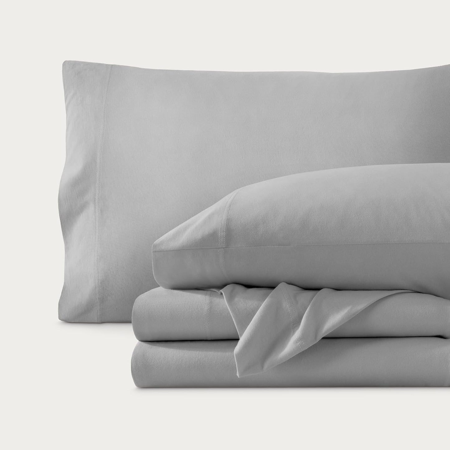 Dluxe Ave. ( QUEEN ) 100% Organic Cotton Jersey Sheet Set, Ultra Soft, Light Grey