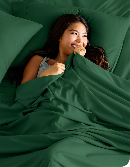 Dluxe Ave. ( TWIN ) 4 Pcs Sheet Set, Hotel Luxury Bed Sheets, Deep Pockets, Forest Green