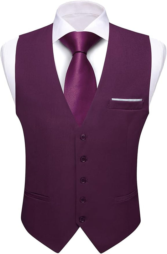 Dluxe Ave. (LARGE) Mens Suit Vest / V-neck Slim Fit/ Dark Purple