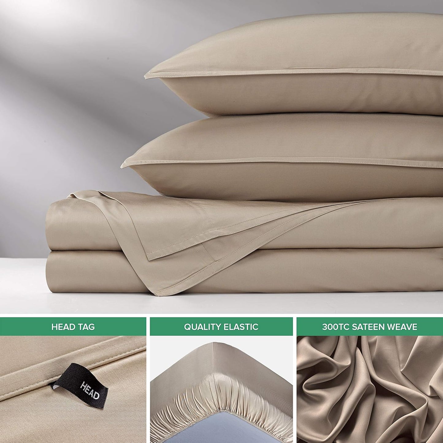 Dluxe Ave. ( FULL ) 4 Pcs Sheets 100% Viscose Derived from Bamboo, Taupe 16" Deep Pocket, Luxury Hotel Collection