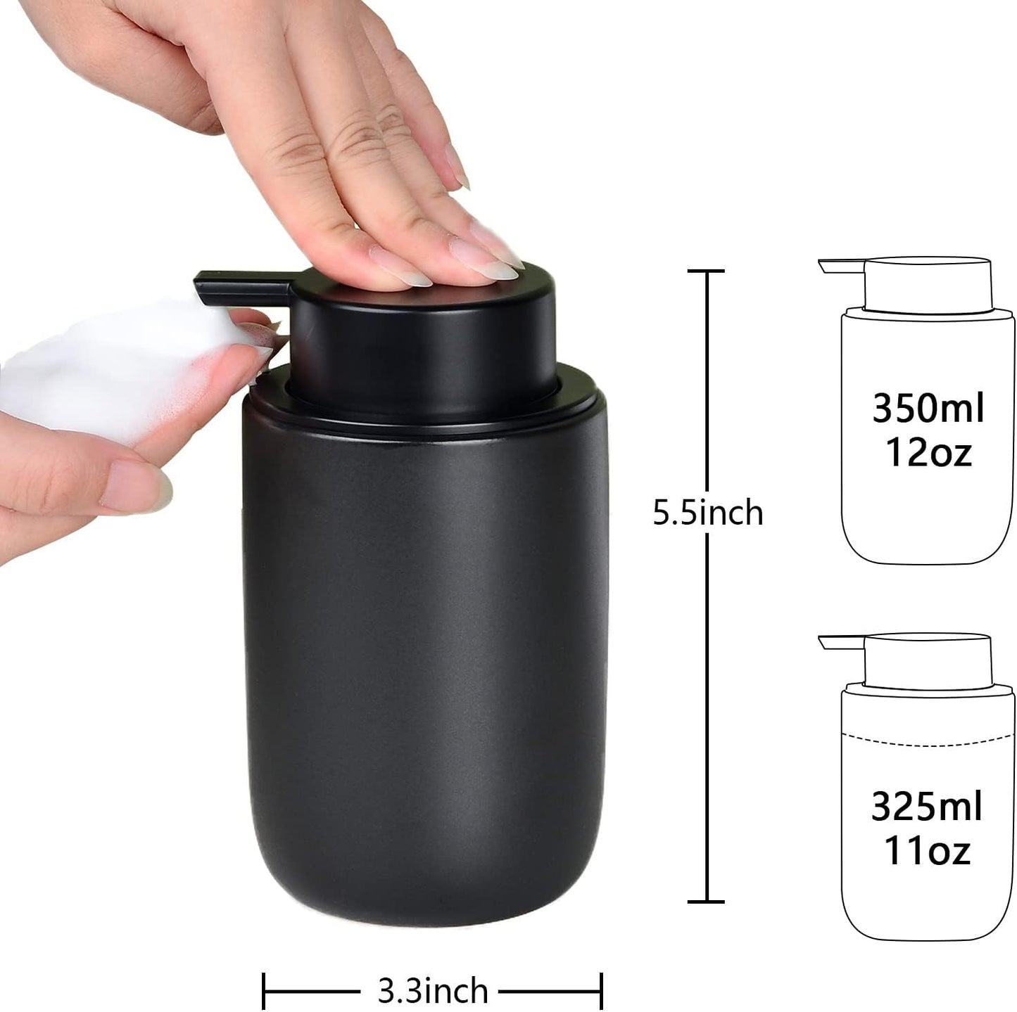 Dluxe Ave. Foaming Soap Dispenser Set - Black Ceramic 2 Pack