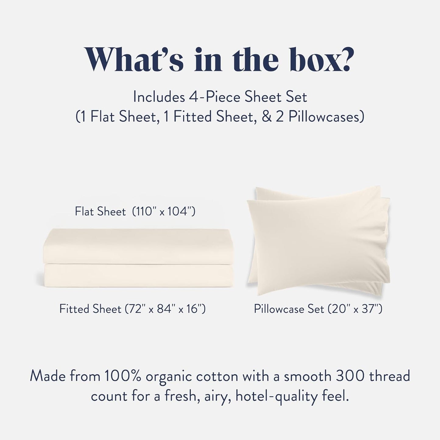 Dluxe Ave. ( CALI./ KING )4 Pcs Brooklinen Luxury Sateen Sheets Set, 100% Cotton ,Best Luxury Sheets