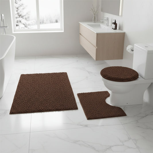 Dluxe Ave. 4 Pieces Bath Mats/ Ultra Soft (Brown)
