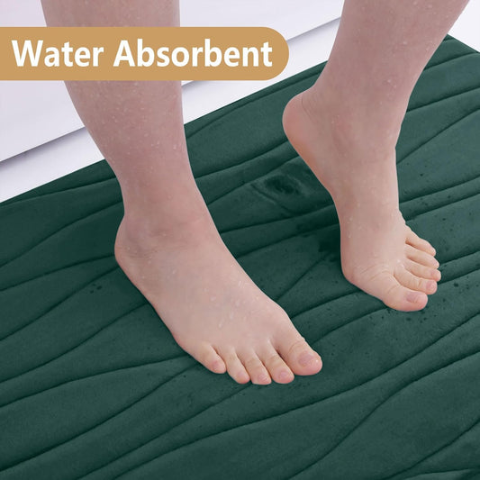 Dluxe Ave. Memory Foam Bathroom Rug Mat, 47x24/ Extra Soft and Absorbent (Dark Green)