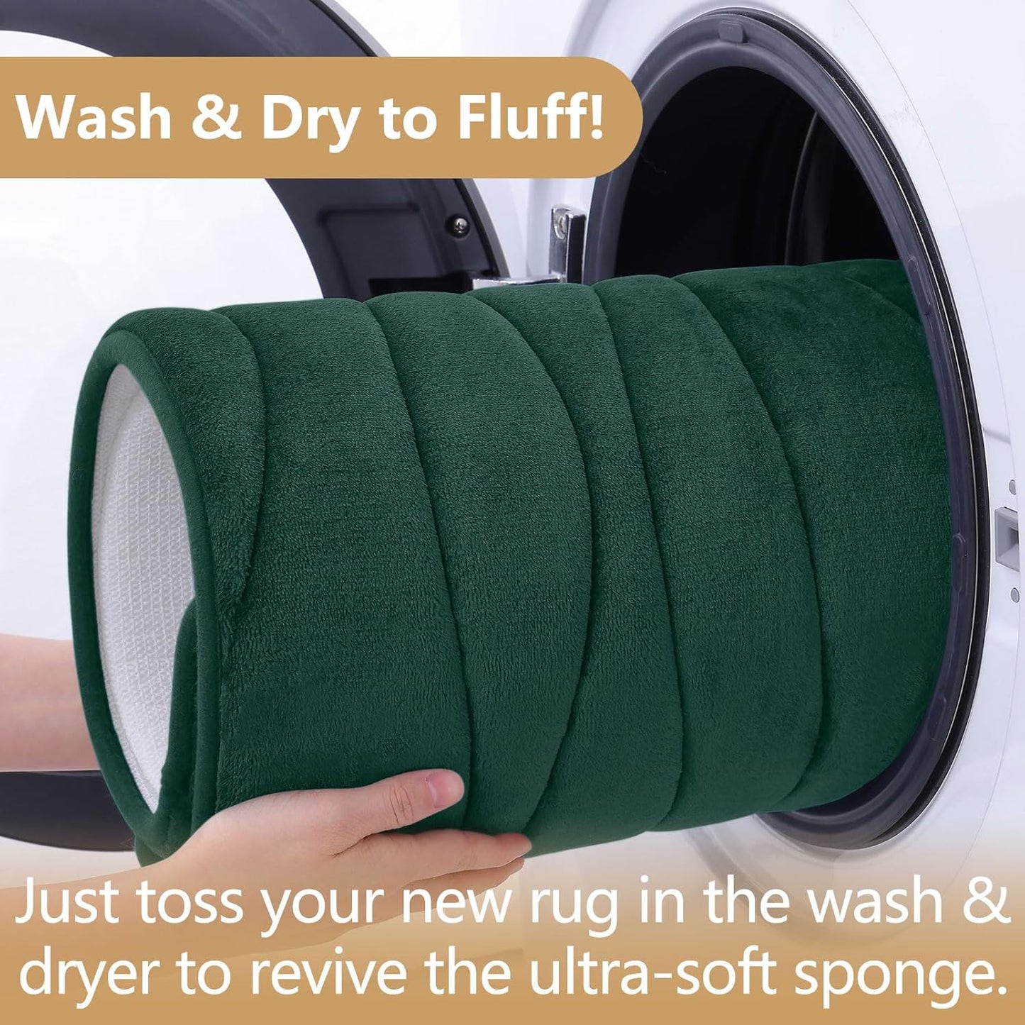 Dluxe Ave. Memory Foam Bathroom Rug Mat, 47x24 Extra Soft and Absorbent, Non-Slip and Machine Washable, (Dark Green)