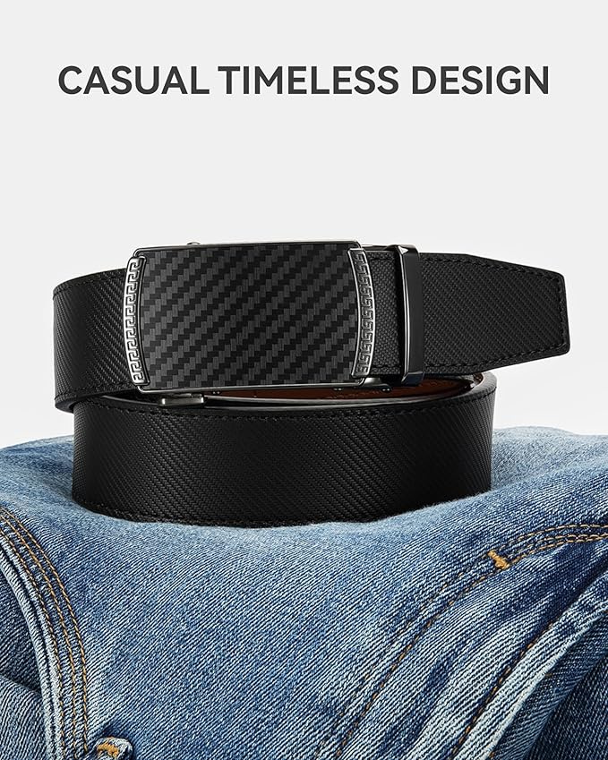 Dluxe Ave. Mens Leather Adjustable Belt for Dress Pant/ 1 1/4"