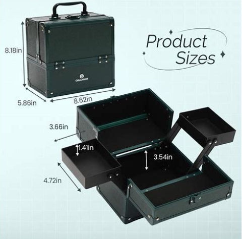 Dluxe Ave. 2 Trays Makeup Box Organizer / Green Pro