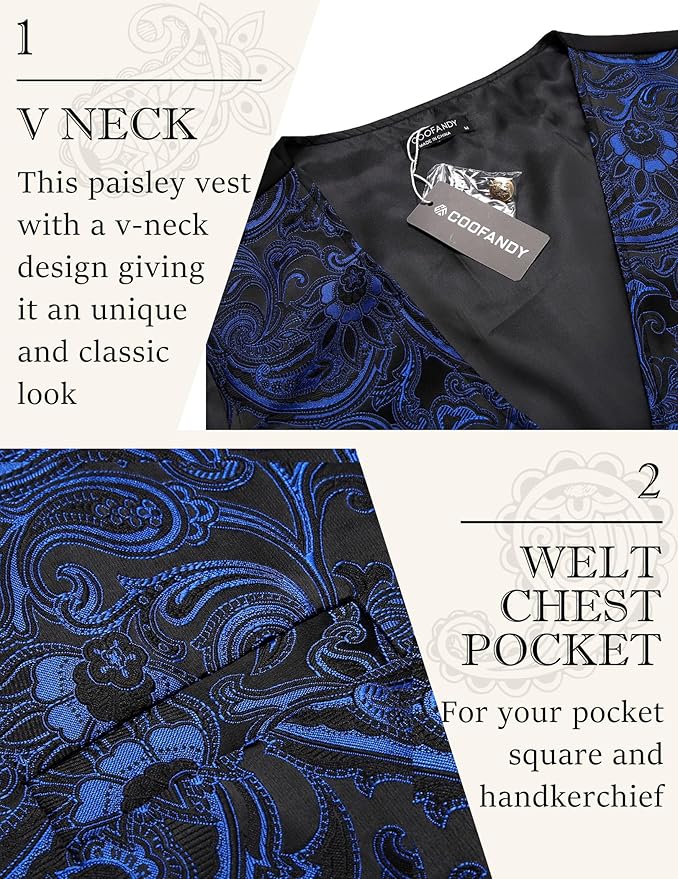 Dluxe Ave. (X-LARGE) Mens Waistcoat Victorian Steam Punk Gothic Vest/ Dark Purple Paisley