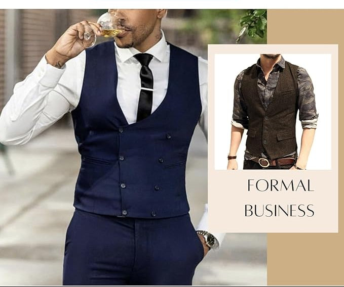 Dluxe Ave. (SMALL) Mens Casual Dress Vest with 3 Pockets/ Gray