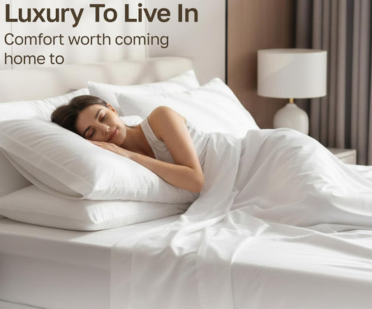Dluxe Ave. ( CALI./ KING) 4 Pcs 1000 Thread Count Cotton Sheets Set, Winner Architectural Digest Best Sheet, Luxury 100% Egyptian Cotton, White