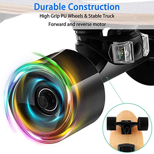 Dluxe Ave. Electric Skateboards with Remote Control 350W Powerful Brushless Motor 12.4 MPH Top Speed 3 Speeds Adjustbale Portable Electric Longboards Skateboards for Adults&Kids