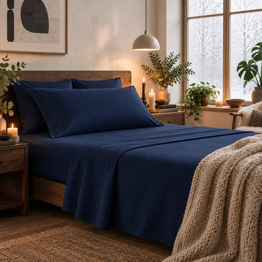 Dluxe Ave. (CALI./ KING) 4 Pcs 100% Egyptian Cotton Sheets/ 1200 Thread Count/ Navy Blue