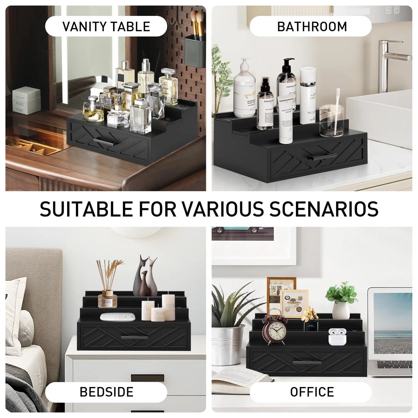 Dluxe Ave. 3 Tier Organizer with Velvet Lining Drawer and Hidden Compartment