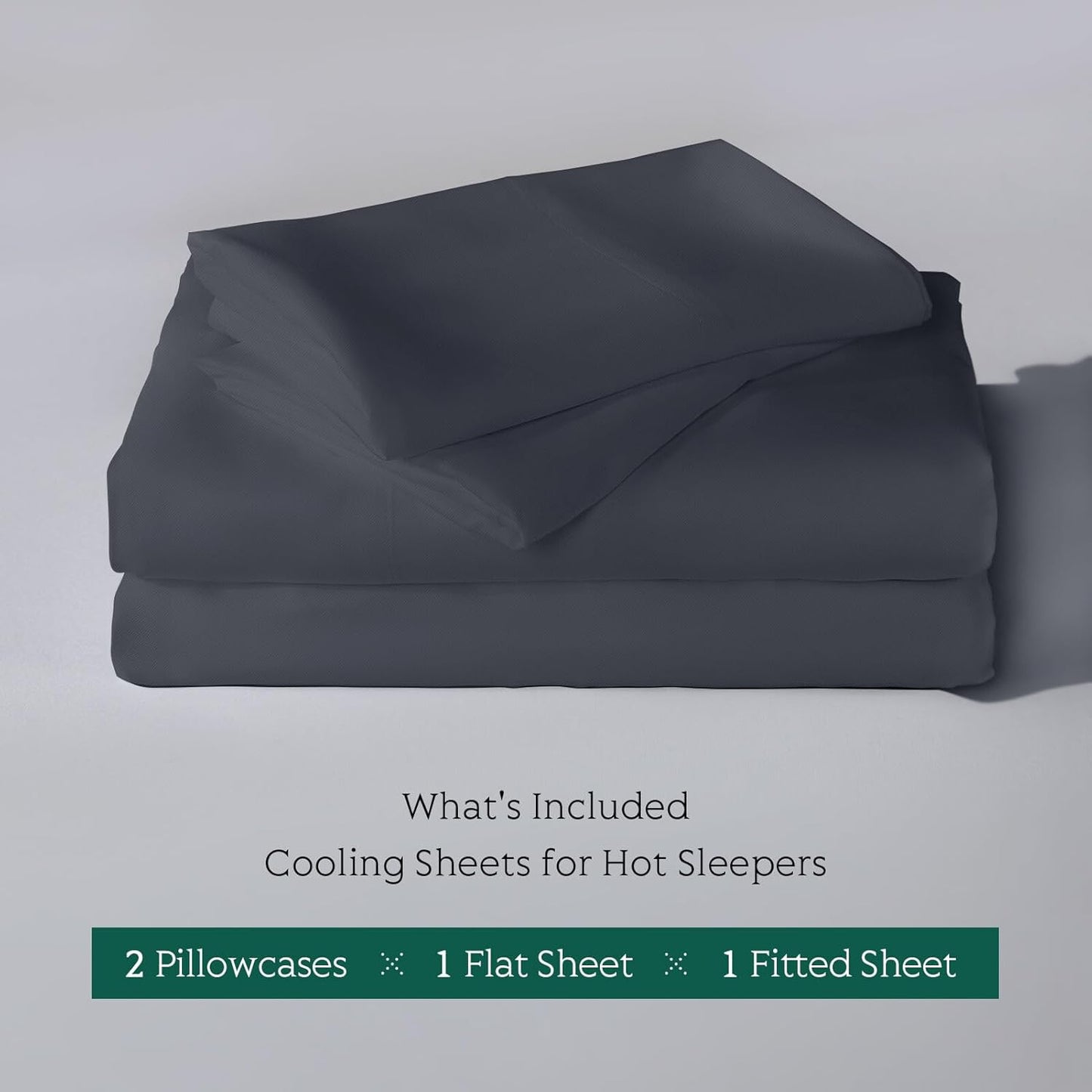 Dluxe Ave. ( CALI./ KING ) Cooling Sheets Set/ Deep Pocket Up to 16"/ 4PC / Dark Grey