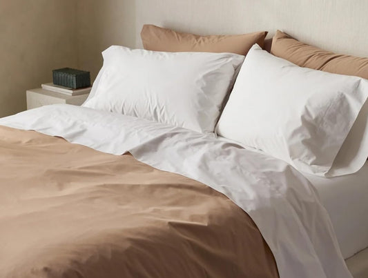 Dluxe Ave. ( FULL) 4 Pcs Coyuchi Organic Crinkled Percale Sheet Set, Undyed (Full)
