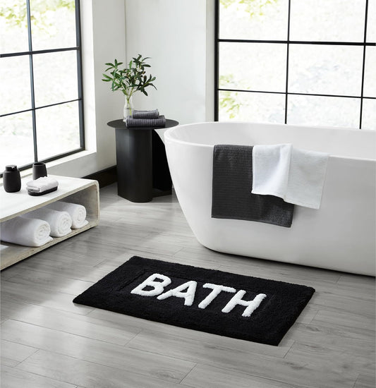 Dluxe Ave. Soft Cotton Bath Mat, Bathroom Decor Measures 21"x34" (Black)