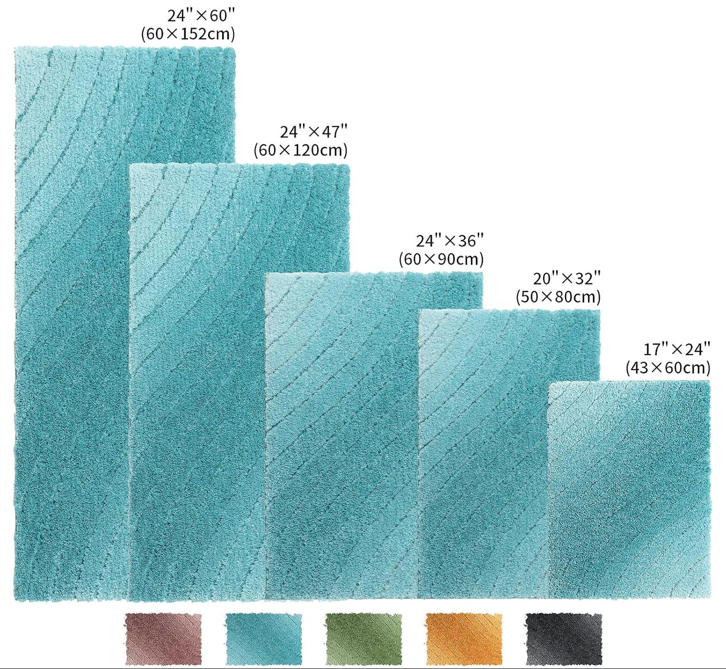 Dluxe Ave. Luxury Bathroom Rug Mat, Plush Fluffy Microfiber, Extra Soft and Absorbent, Bathroom Runner Carpet, Non-Slip, Large 24x47 (Teal)