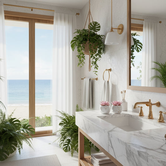 Dluxe Ave. Artificial Succulent Plants/ 2 White Ceramic Pots for Bathroom