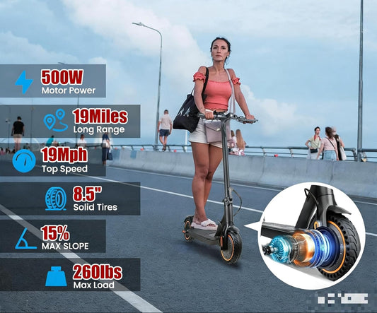 Dluxe Ave. Adult Electric Scooter/ Foldable 500W Motor/ 17-20 Mile Range & 17- 20Mph Speed 8.5