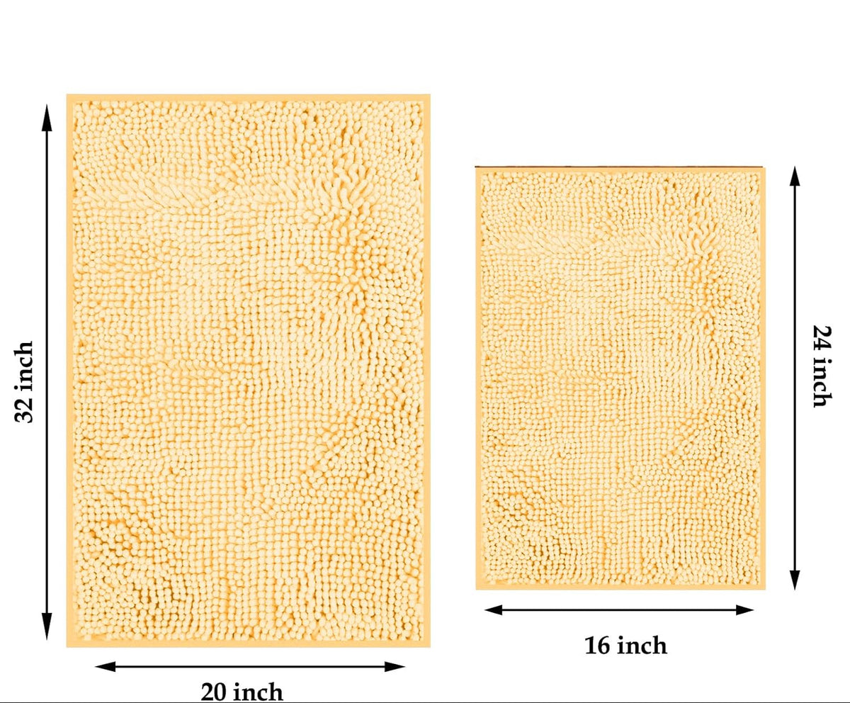 Dluxe Ave. Bathroom Rugs/ Chenille Extra Thick and Absorbent / 2Piece Cream