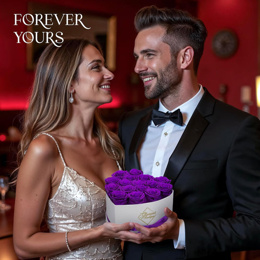 Dluxe Ave. Luxury Preserved Roses in a Box/ 16pcs (Purple)