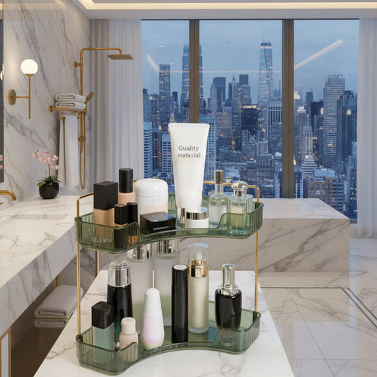 Dluxe Ave. 2 Tier Bathroom Counter Organizer, (1 PCS Green)