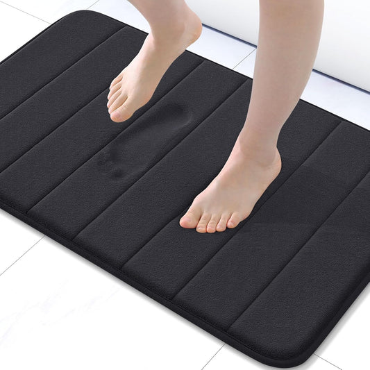 Dluxe Ave. Memory Foam Bath Mat, Ultra Soft, Thick and Absorbent, Non-Slip, 24x16 (Black)