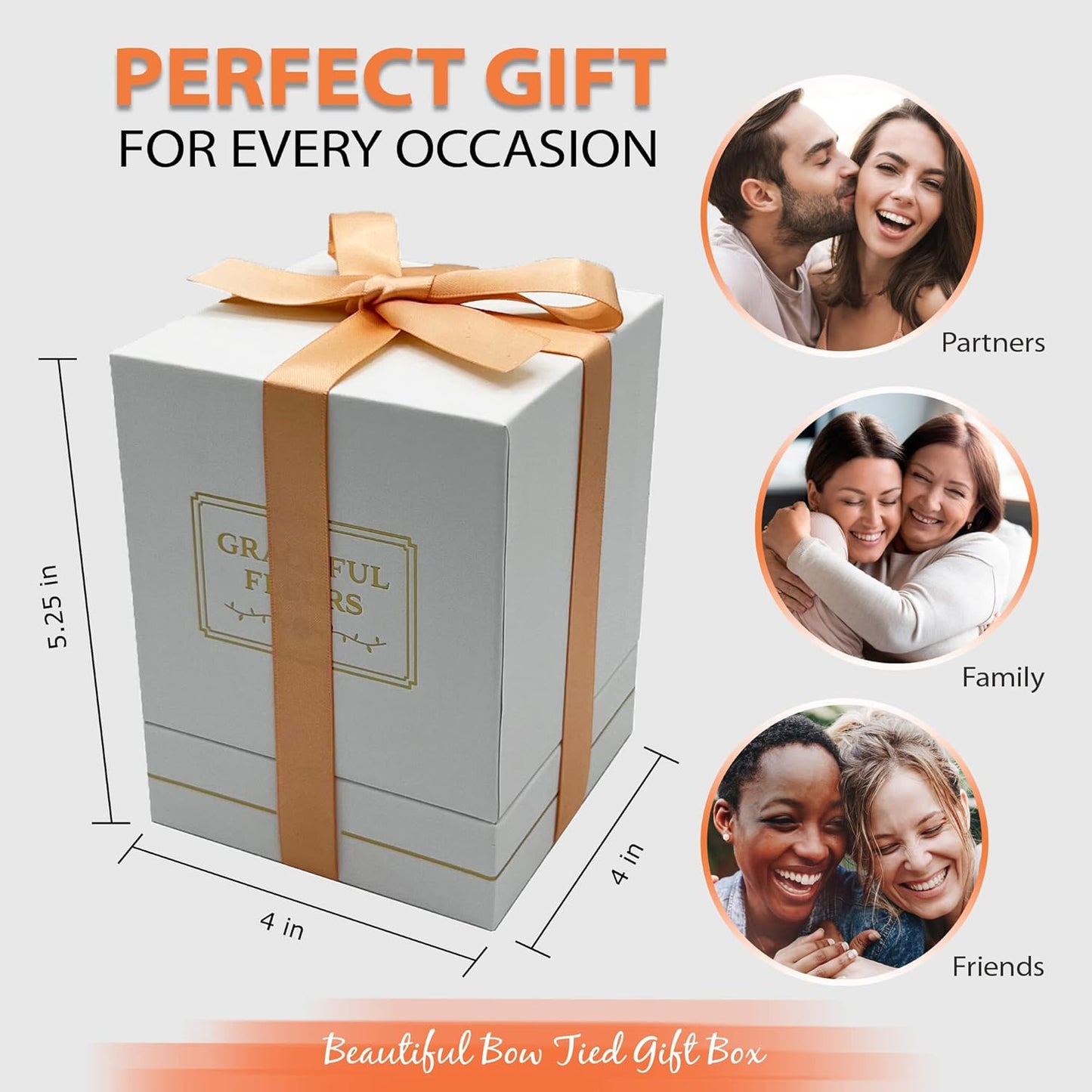 Dluxe Ave. Graceful Fleurs | Real Roses That Lasts for Years | Preserved Fresh Flowers for Delivery Birthday | Forever Roses in a Box | Valentines Day Gifts for Her (Light Peach White Box 4 Roses)