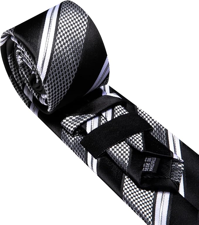 Dluxe Ave. Mens Woven Silk Tie Handkerchief Cufflinks Lapel Pin Set/ 4PC