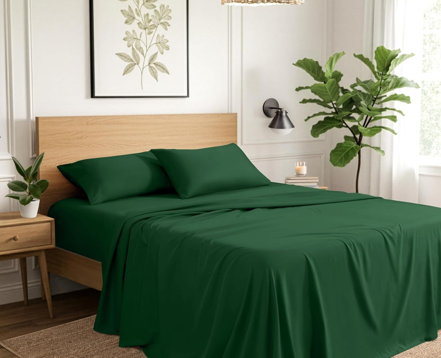 Dluxe Ave. ( FULL ) Extra Long Sheet Set, Extra Soft Easy, Deep Pockets, XL Forest Green
