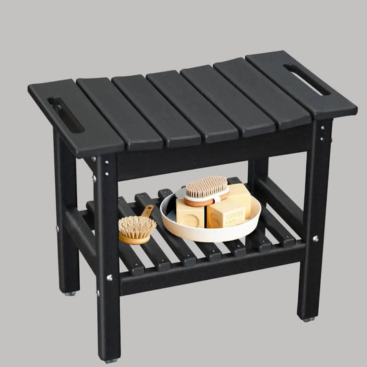 Dluxe Ave. Shower Bench, (Black) 19.3 x 11.8 x 17.3