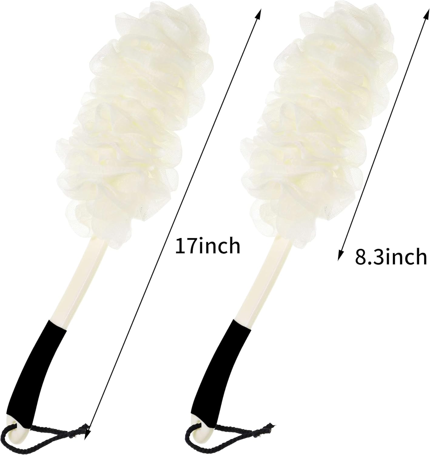 Dluxe Ave. Loofah Back Scrubber with Non-Slip Handle, Soft Nylon Mesh Sponge, 2 Pack
