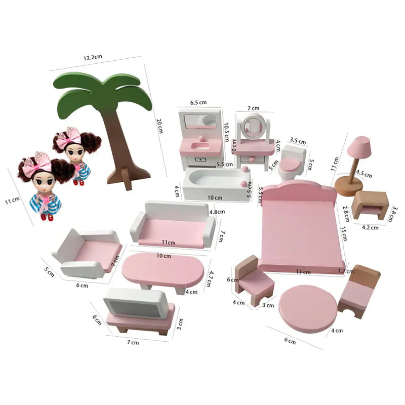 Dluxe Ave. Kids Wooden Luxury Dollhouse Toy for Role Play