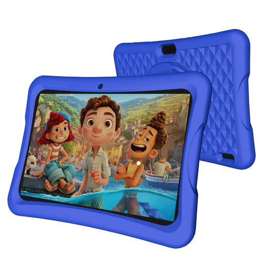 Dluxe Ave. JREN Kids Tablet|10 Inch Tablet for Kids Android 13|Octa-core|64GB| 8000 mAh|WiFi |Bluetooth|Dual Camera|Parental Control|Google Kids Space|Toddler Children Tablet Gift|Blue Protective Case