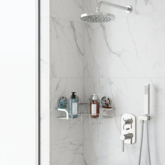 Dluxe Ave. 2 Pack Drill-Free, Heavy Duty Shower Shelf with Hooks/ Silver