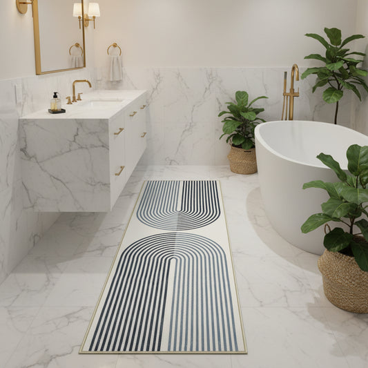 Dluxe Ave. Long Bathroom Rug Runners/ Lightweight Modern (Black)