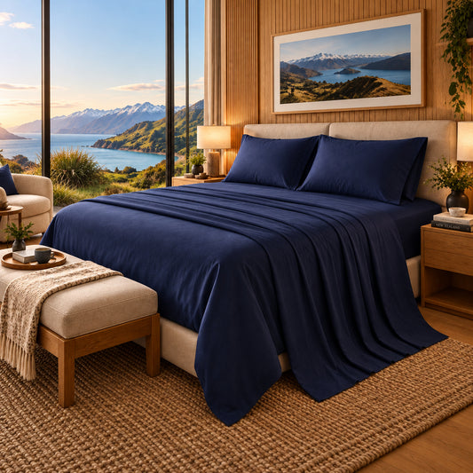 Dluxe Ave. (FULL) 4 Pcs 100% Egyptian Cotton Sheets Full Size Set/ Navy Blue