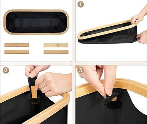 Dluxe Ave. Toilet Tank Topper Paper Basket/ 2 Packs Bamboo Foldable Back/ Black